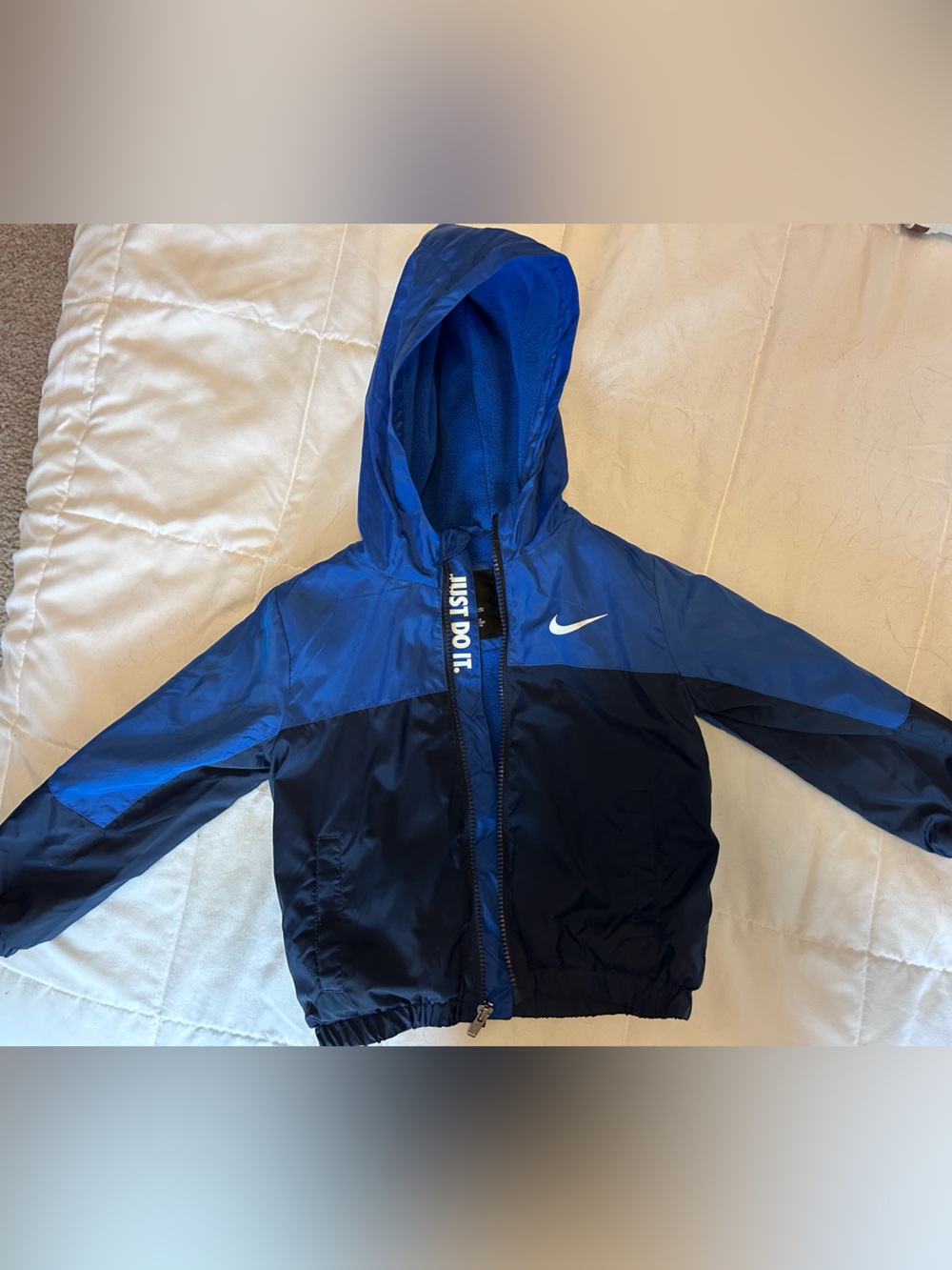 Nike Blue Two-Tone Hooded Windbreaker with fleece interior Jacket